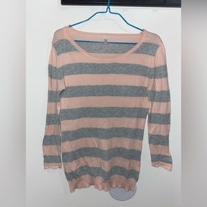 Pink Blush Maternity pink and gray stripes Sweater size M